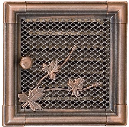 Ventilačná mriežka Retro 16x16 cm so žalúziou - medená patina