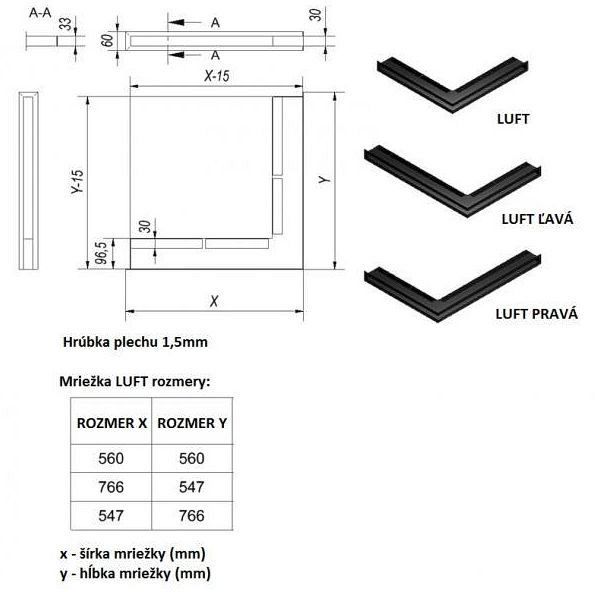 Ventilačný otvor LUFT rohový 560x560x60 mm - biely