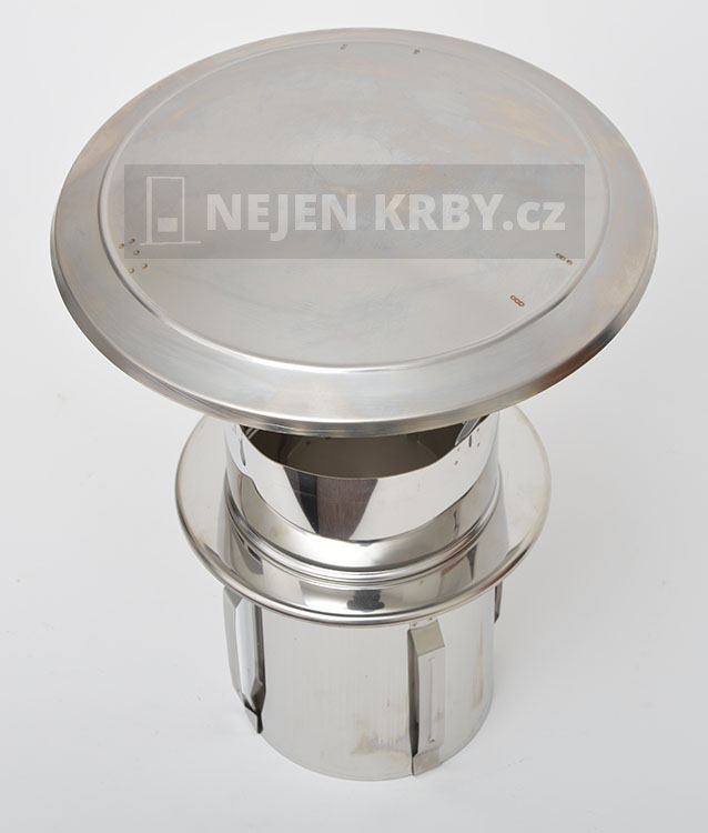 Strieška na komín nerezová ø120 mm - inštalácia zasunutím do komína