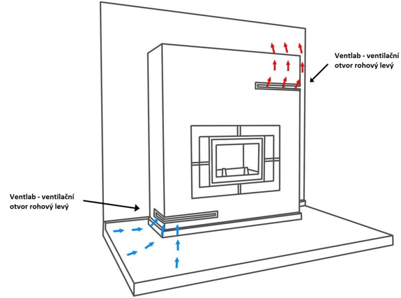Ventlab - ventilačný otvor rohový ľavý 700x500x70 mm - čierny