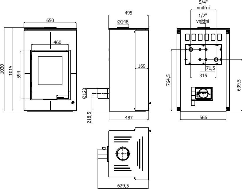 AQUAFLAM VARIO - SAPORO 11/7 kW (olivová)