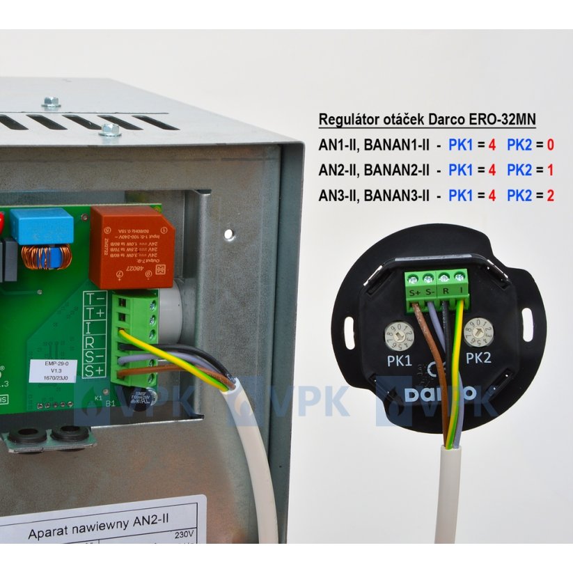 Regulátor otáčok Darco ERO-32MN-2 pre teplovzdušné ventilátory AN-II a ANeco-II - biely