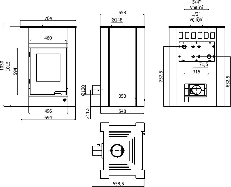 AQUAFLAM VARIO - LEND 11/7 kW (hnedá - zamatová)