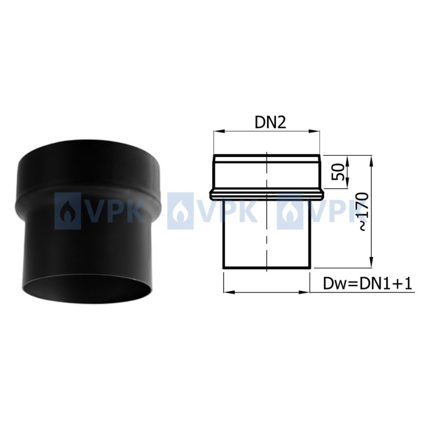 KC20 - Redukcia ø160/120 mm (v smere dymu)