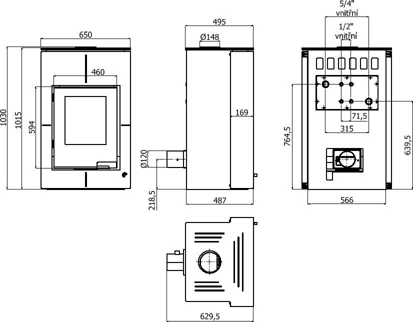 AQUAFLAM VARIO - SAPORO 11/7 kW (hnedá - zamatová) elektronická regulácia