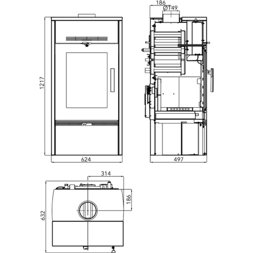 Haas+Sohn - FARUM s výmenníkom, čierna, woodstone