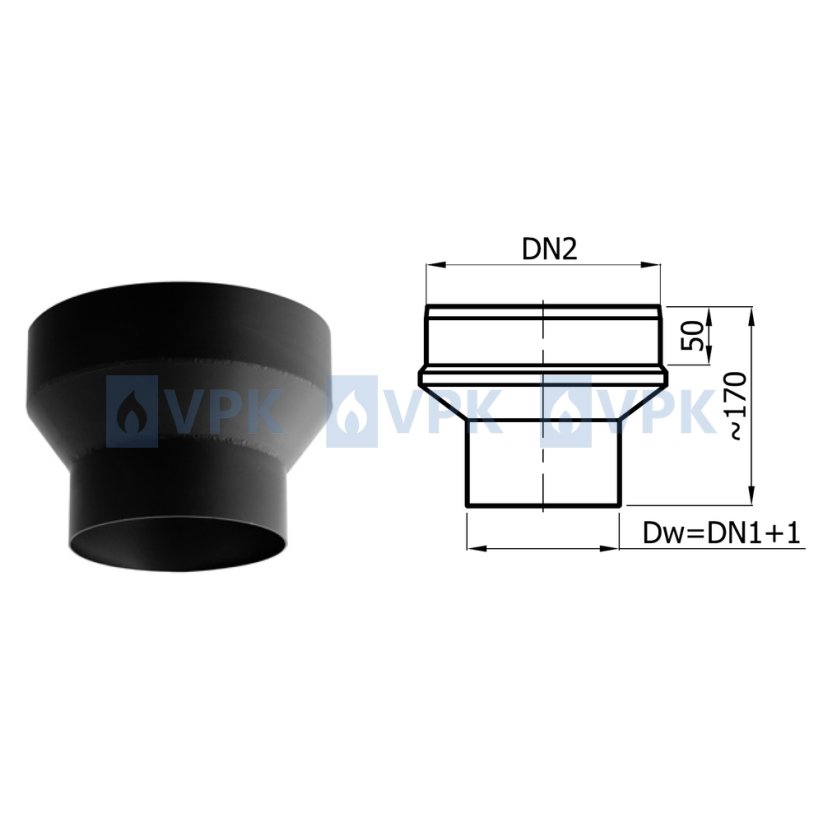 KC20 - Redukcia ø180/120 mm (v smere dymu)