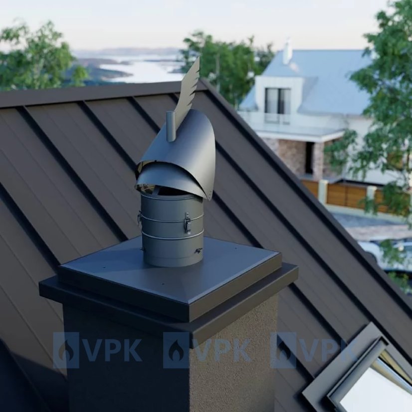 Nerezová komínová hlavica Rotowent Dragon ø150 mm - inštalácia nasunutím na rúru komína