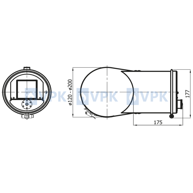 Regulátor komínového ťahu RCR so sponou - umiestnenie do dymovodu ø120-200 mm