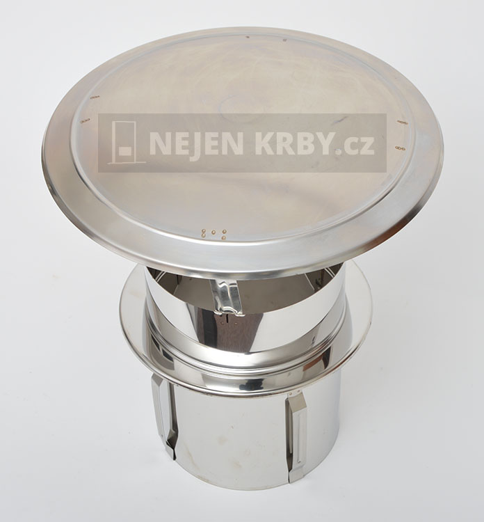 Nerezová komínová stříška ø180 mm - instalace zasunutím do komína