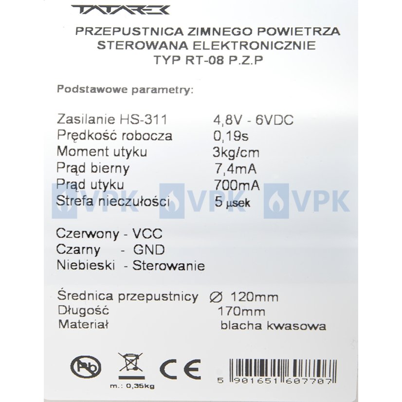 Ovládaná klapka pr. 120 mm bez tesnenia pre teplovodné vložky