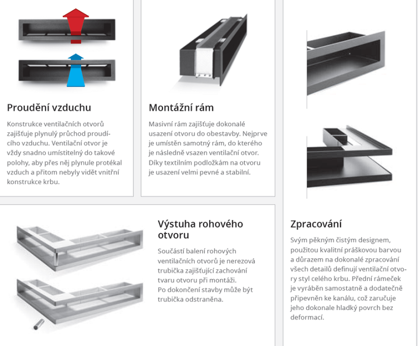 Ventlab V-Open - ventilačný otvor rovný 900x100 mm - čierny