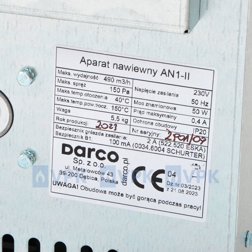 Ventilátor pre teplovzdušný rozvod Darco AN1-II (490 m3/h)