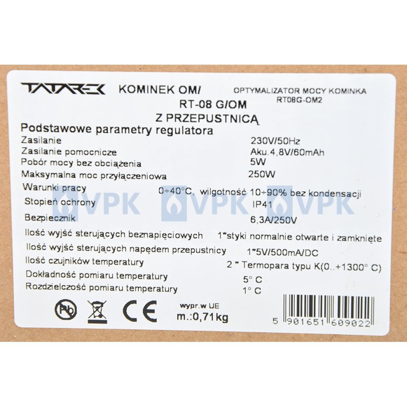 Automatický regulátor spaľovania Tatarek RT-08OM Grafik pre teplovzdušné vložky