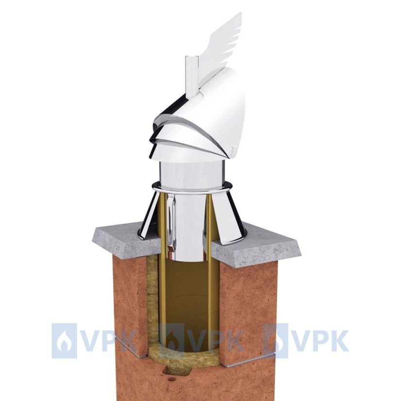 Nerezová komínová hlavice Rotowent Dragon ø250 mm - instalace zasunutím do komína